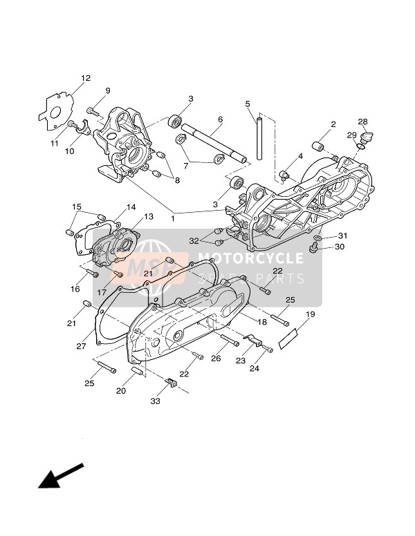 Yamaha YQ50 AEROX 2003 Crankcase for a 2003 Yamaha YQ50 AEROX